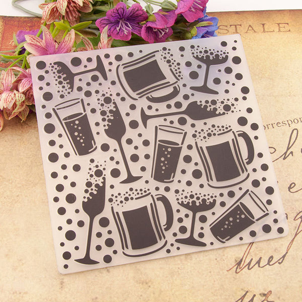 Kokorosa Wine Glass Pattern Plastic Embossing Folder