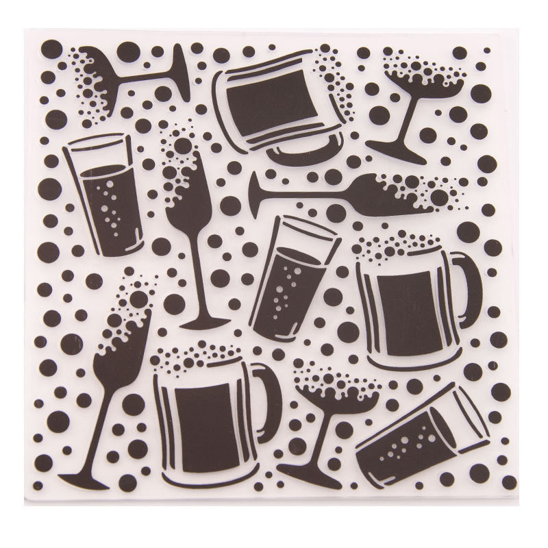 Kokorosa Wine Glass Pattern Plastic Embossing Folder