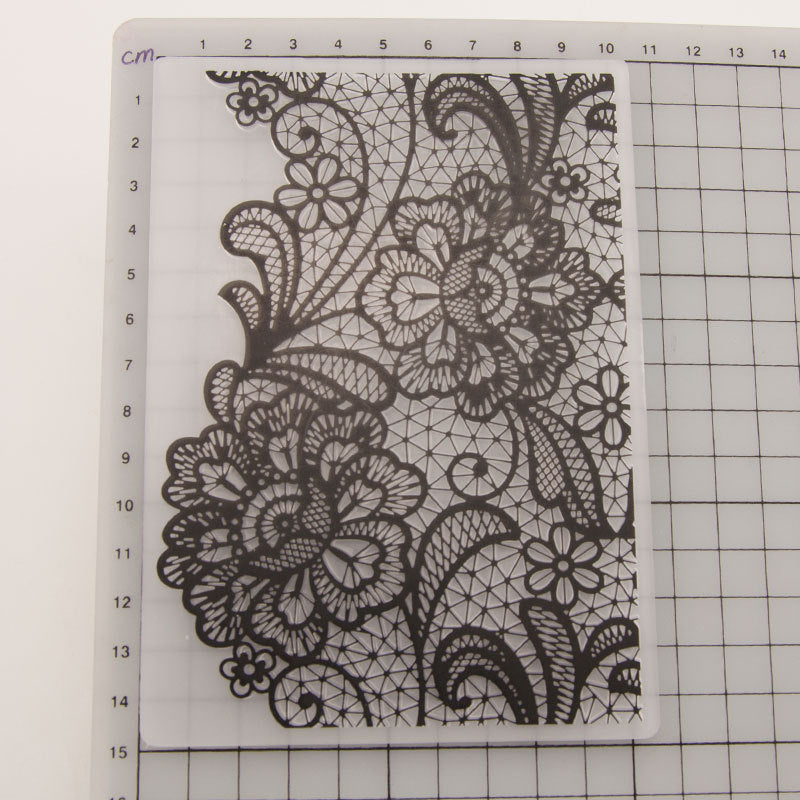 Kokorosa Flowers With Lace Pattern Plastic Embossing Folder