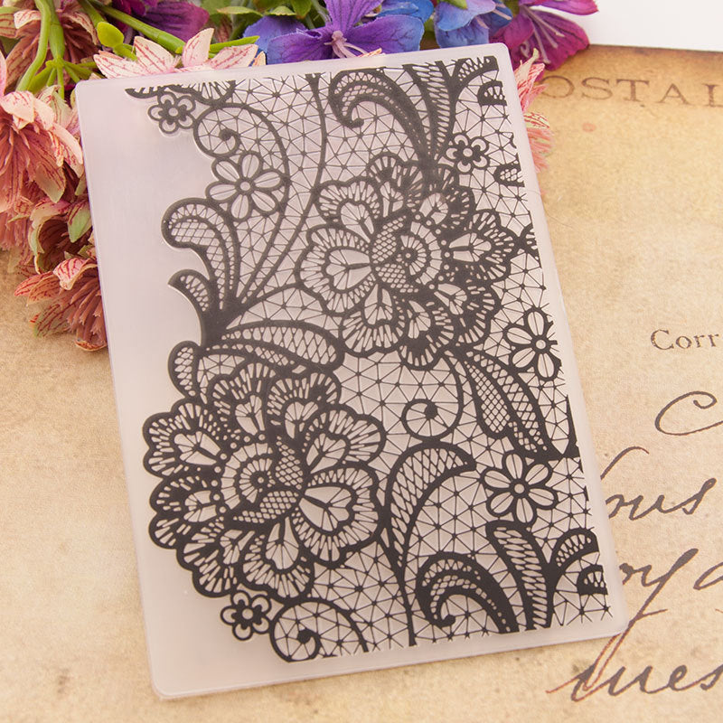 Kokorosa Flowers With Lace Pattern Plastic Embossing Folder