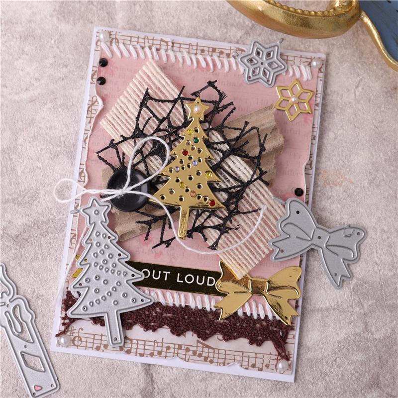 Kokorosa Christmas Tree Candle Gift Box Metal Cutting Dies