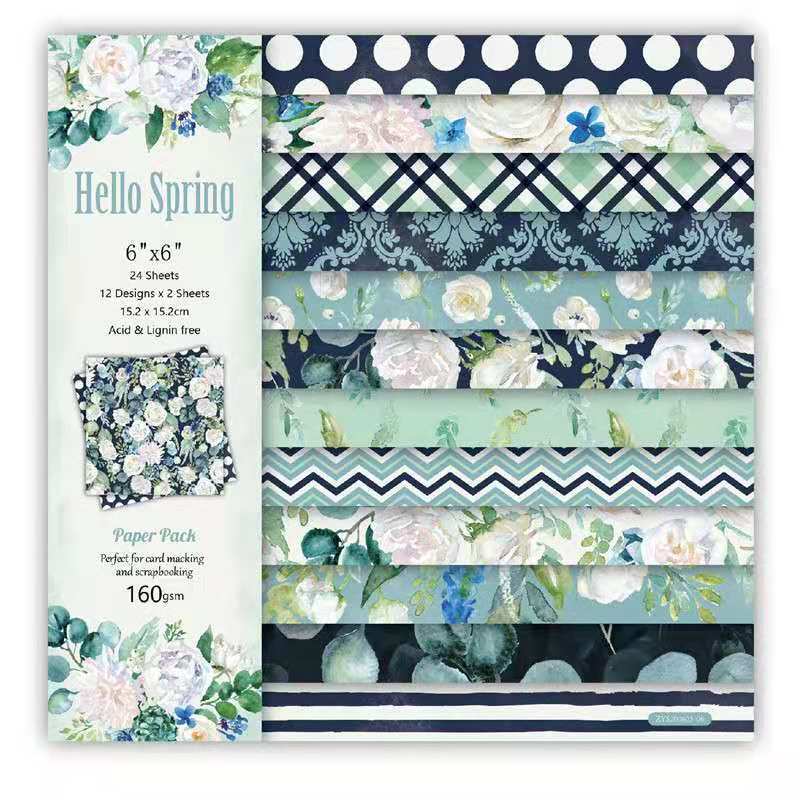 Kokorosa 24PCS  6" Spring Pattern  DIY Scrapbook & Cardstock Paper