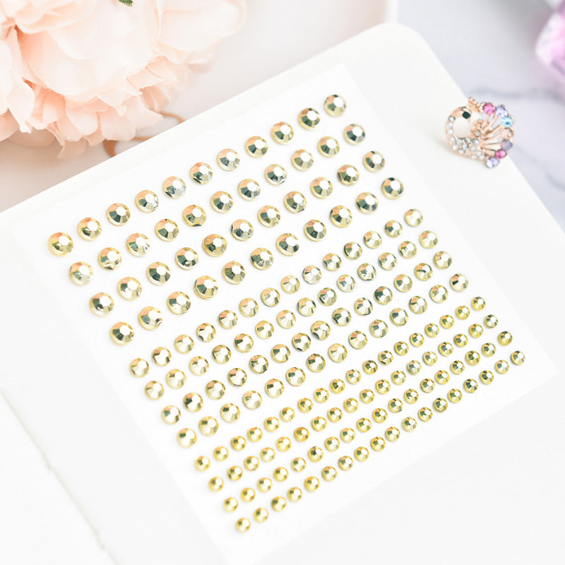 Kokorosa Self Adhesive 3D Golden Rivet Rhinestone Stickers