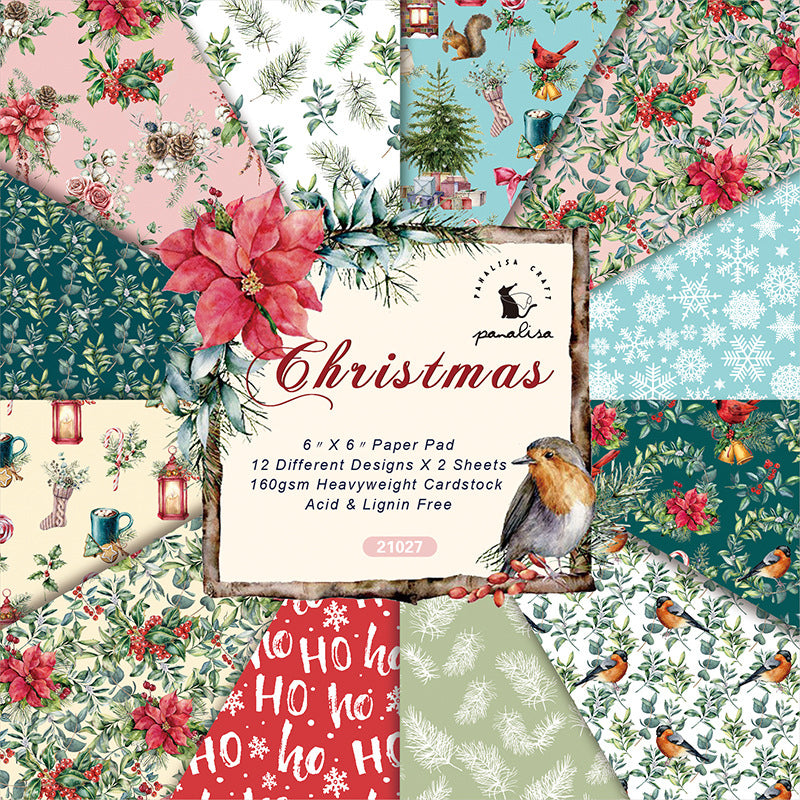 Kokorosa 24PCS 6" Christmas Cardmaking Paper Pad