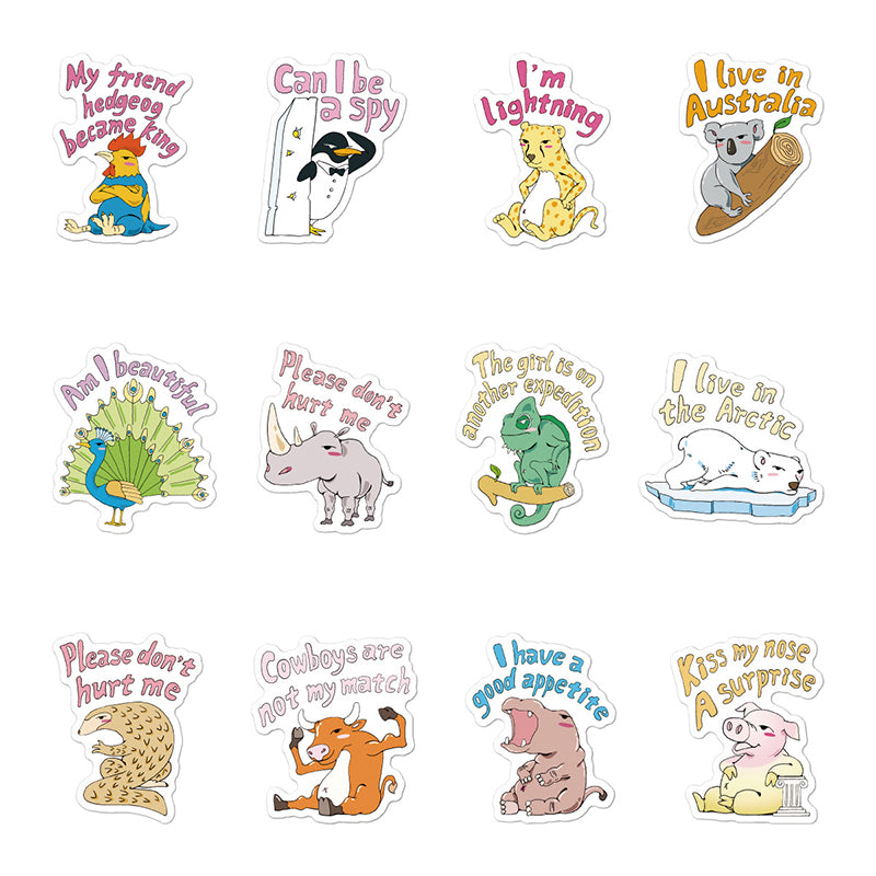 Kokorosa Animals and English Words Stickers (50pcs)