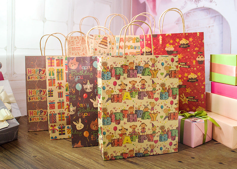 Kokorosa Birthday Kraft Paper Gift Bags