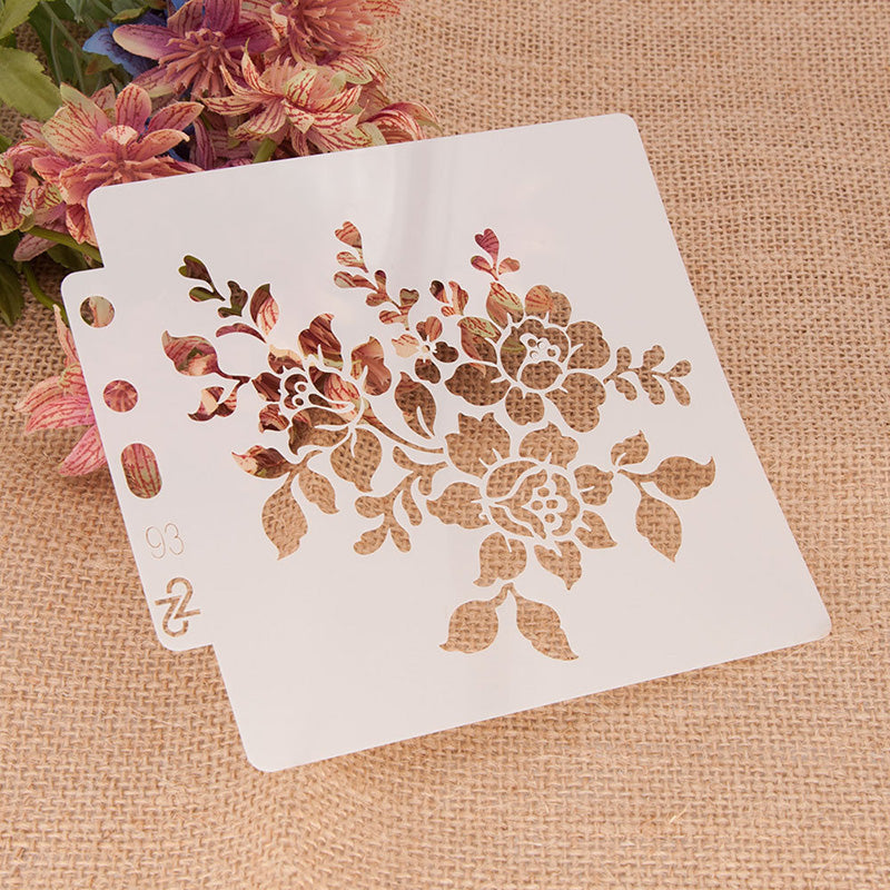 Kokorosa Blooming Leafy Flowers DIY Painting Hollow Stencil