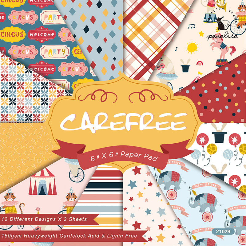 Kokorosa 24PCS 6" Cartoon Style Scrapbook & Cardmaking Paper