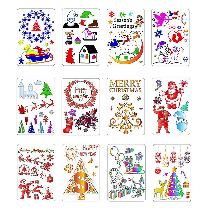 Kokorosa Celebrate Christmas DIY Painting Hollow Stencil Set（12 Pcs）