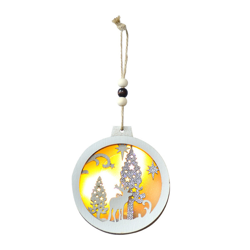 Kokorosa Wooden Decoration Christmas Forest Snow Scene Door Pendant