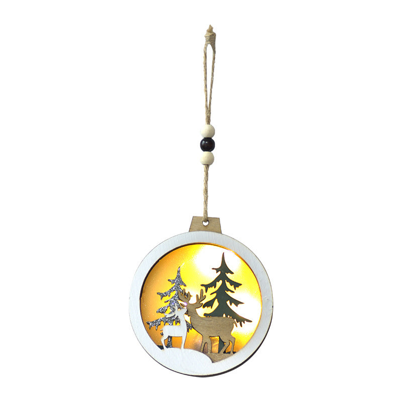 Kokorosa Wooden Decoration Christmas Forest Snow Scene Door Pendant