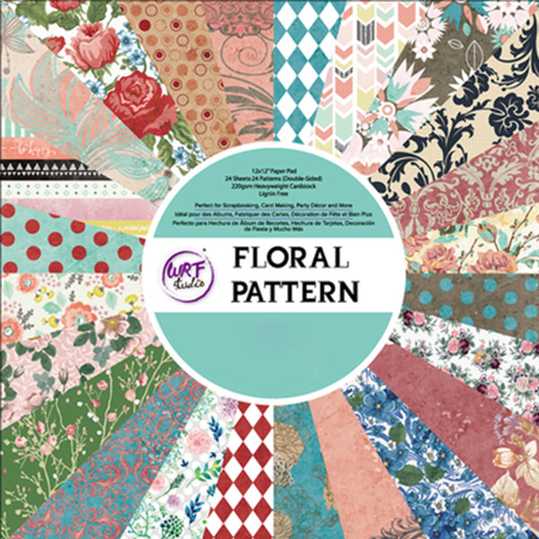 Kokorosa 24PCS 12" Colorful Floral Pattern DIY Scrapbook & Cardmaking Paper