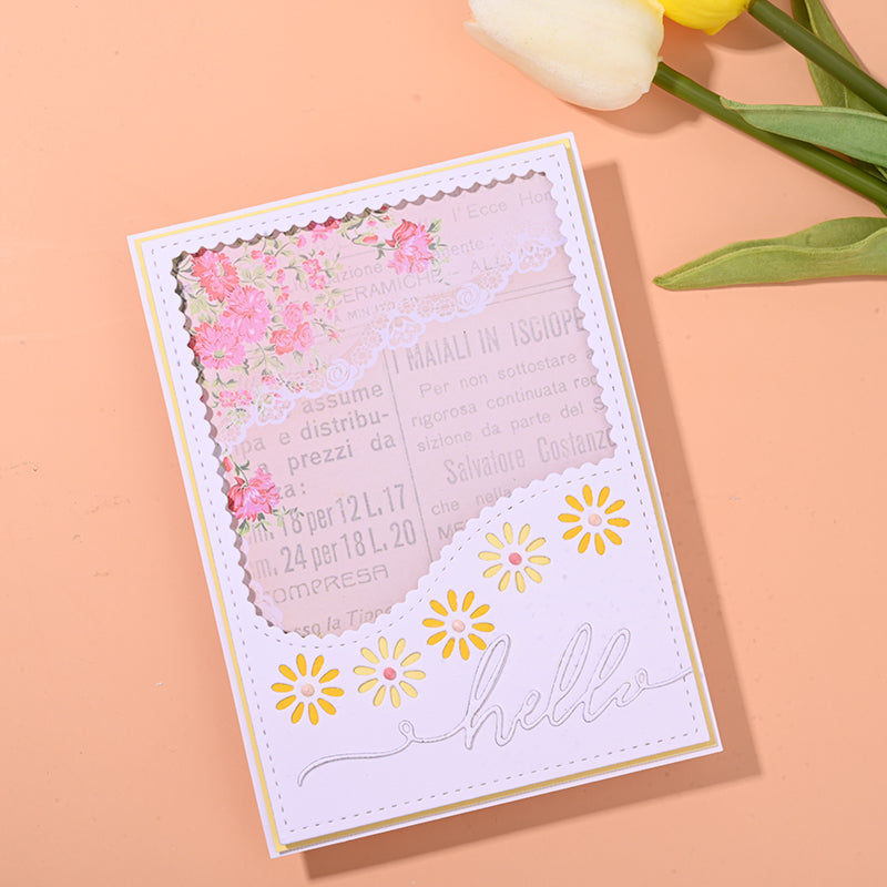 Kokorosa Metal Cutting Dies with Daisy Lace Background Board