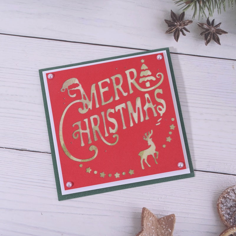 Kokorosa Metal Cutting Dies with Merry Christmas Square Background Board