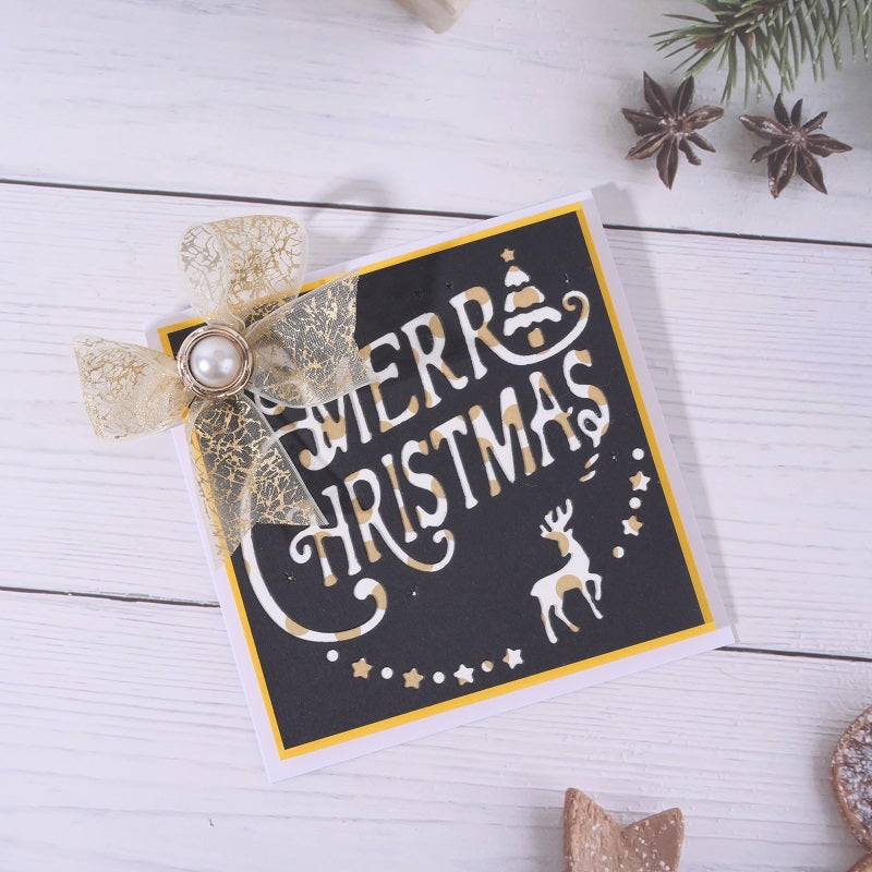 Kokorosa Metal Cutting Dies with Merry Christmas Square Background Board