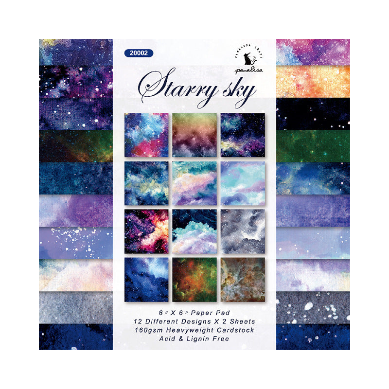 Kokorosa 24PCS DIY Scrapbook & Cardmaking Cosmic Nebula Print Paper