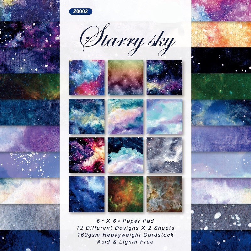 Kokorosa 24PCS DIY Scrapbook & Cardmaking Cosmic Nebula Print Paper