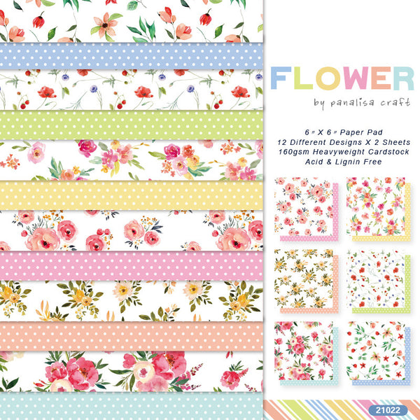 Kokorosa 24PCS DIY Scrapbook & Cardmaking Flowers Background Paper