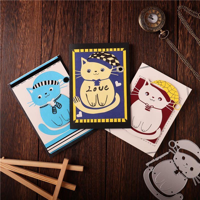 Cute Cat with Hat Metal Cutting Dies - kokorosastudio.com