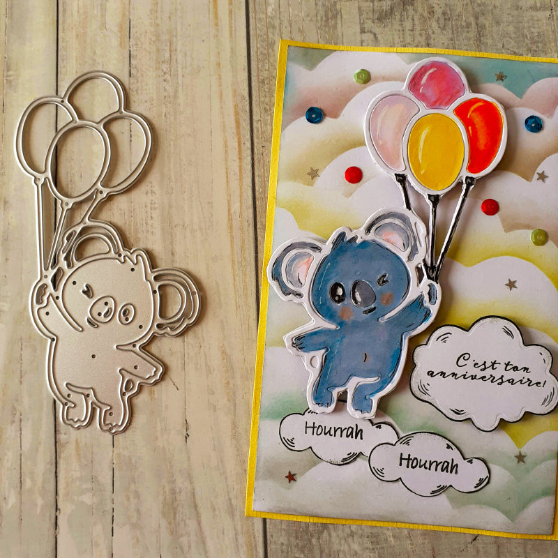 Kokorosa Metal Cutting Dies With Koala Holding Balloon