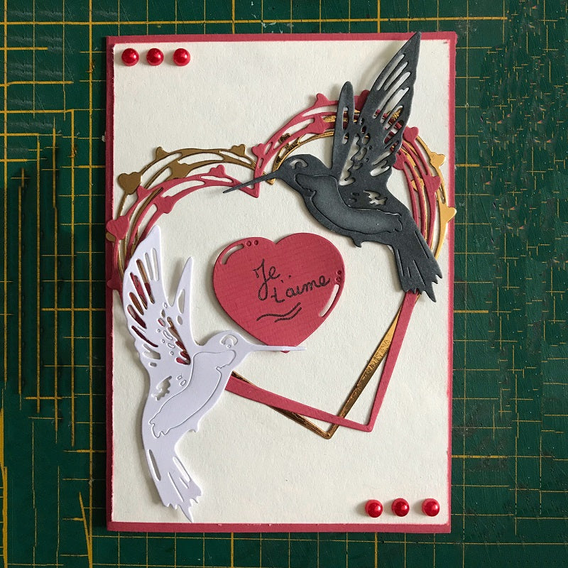 Kokorosa Love Frame & Flying Hummingbirds Metal Cutting Dies