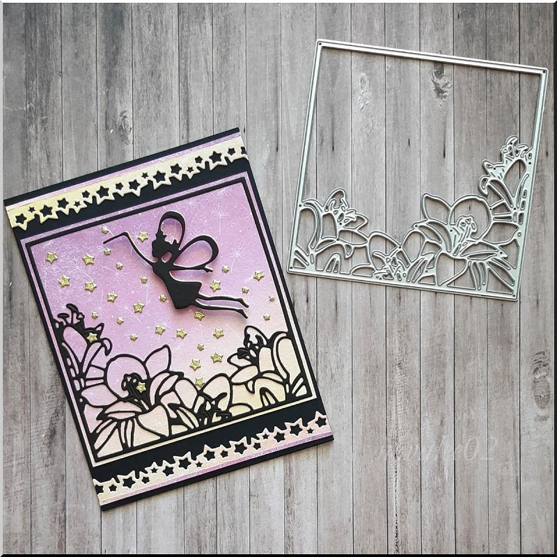 Kokorosa Metal Cutting Dies with Lily Flower Border Background