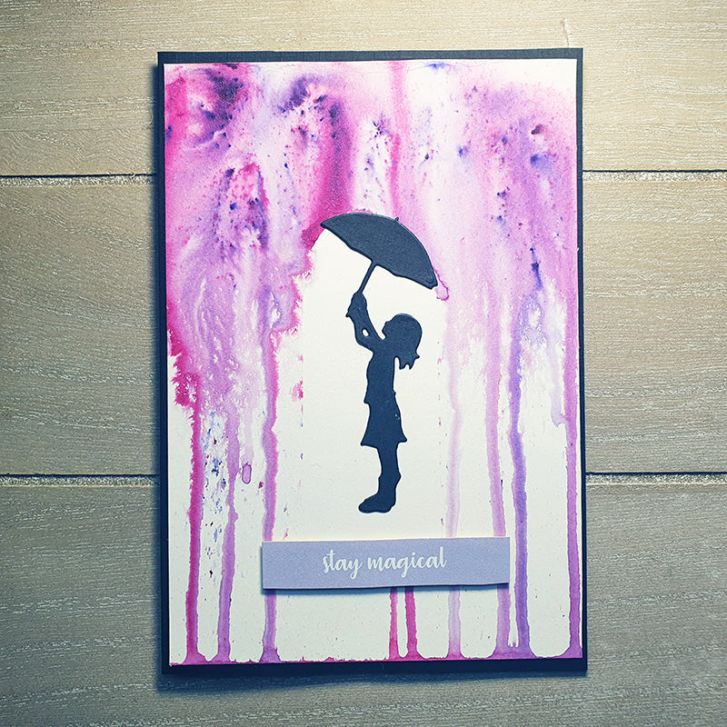 Kokorosa Metal Cutting Dies With A Child Holding An Umbrella In The Rain Of Stars