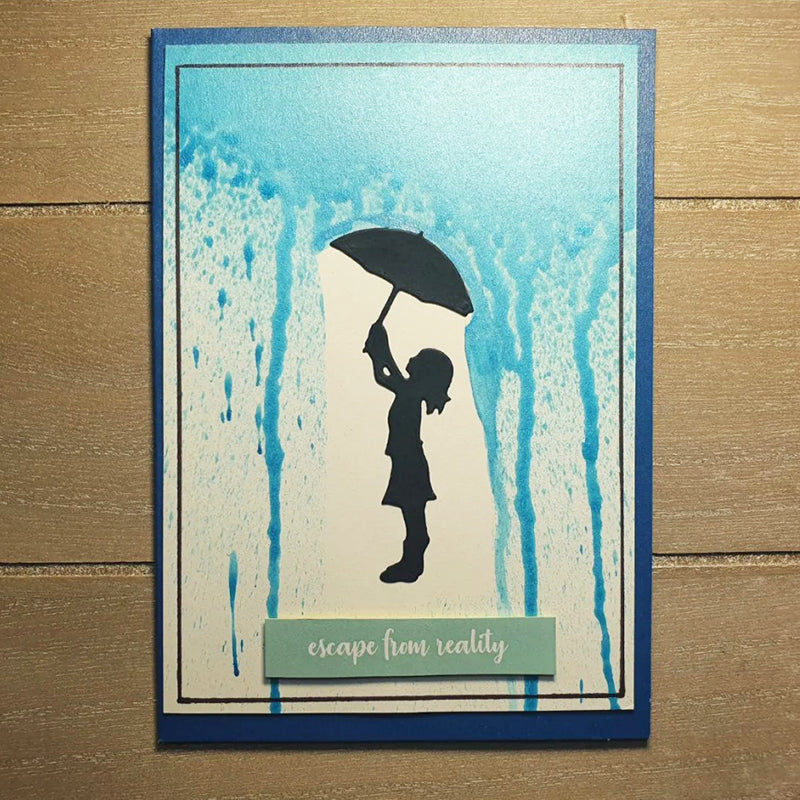 Kokorosa Metal Cutting Dies With A Child Holding An Umbrella In The Rain Of Stars