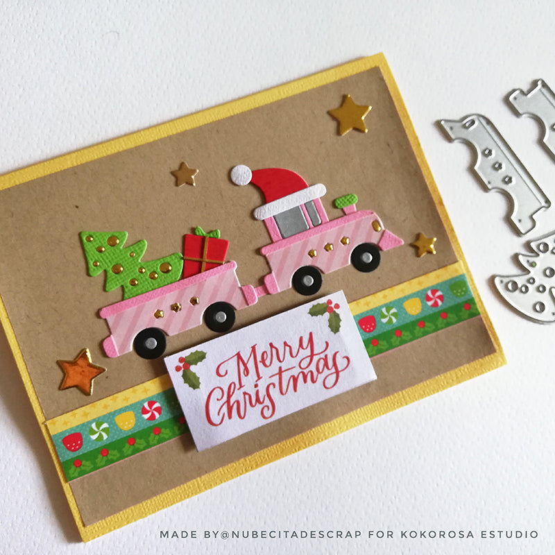 Kokorosa Metal Cutting Dies with Christmas Gift Train