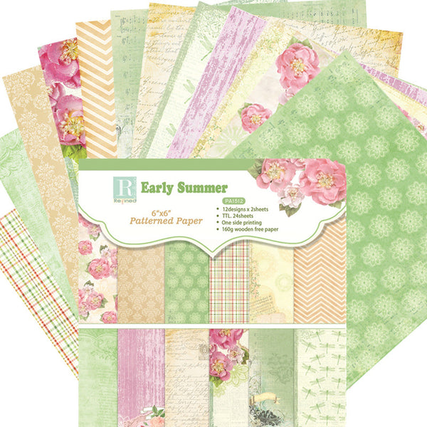 Kokorosa 24PCS DIY Scrapbook & Cardmaking Early Summer Background Paper