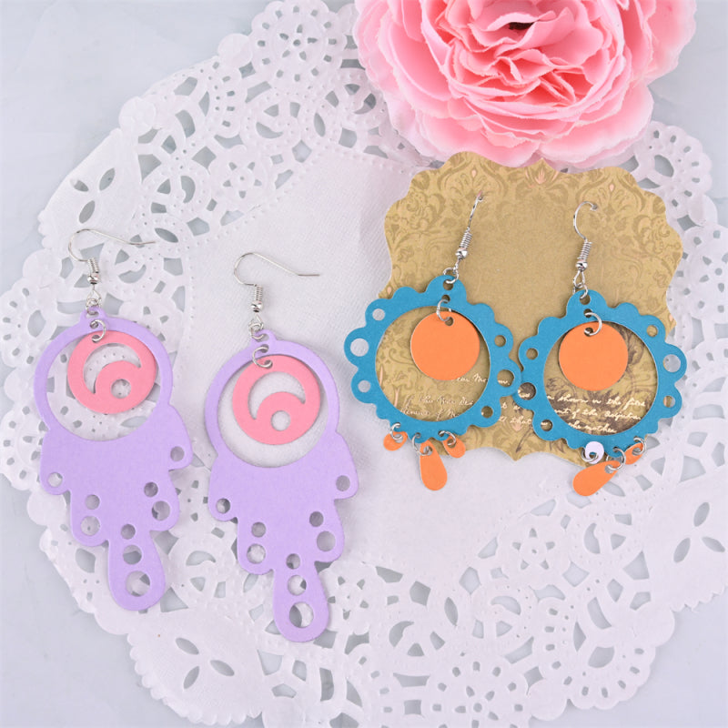 Kokorosa Earring Cutting Dies with Round Hollow Irregular Pattern