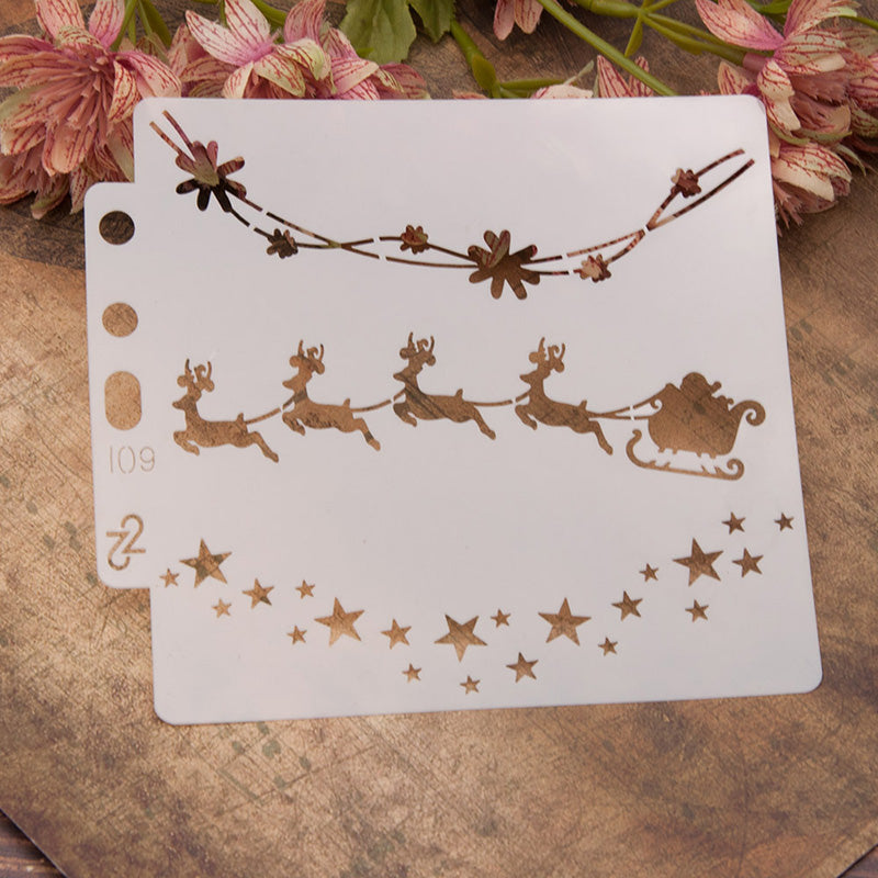 Kokorosa Elk Christmas Gift Cart DIY Painting Hollow Printing Stencil