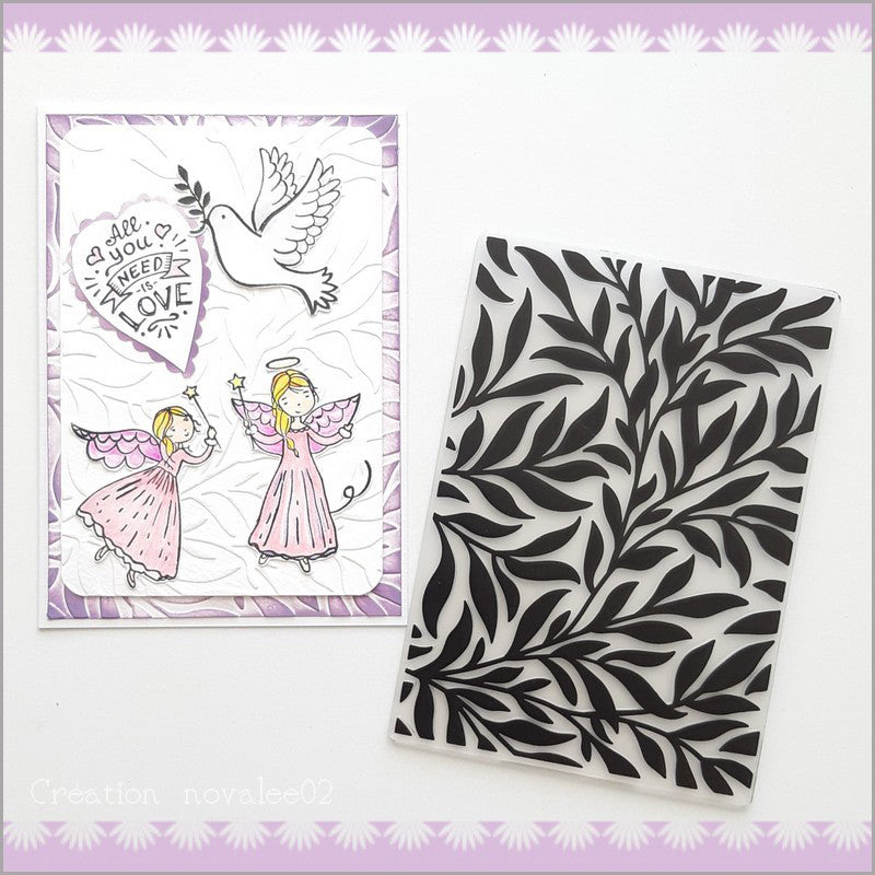 Kokorosa Leaves and Branches Pattern Plastic Embossing Folder