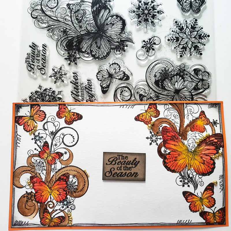 Kokorosa Butterflies and Flowers Clear Stamps