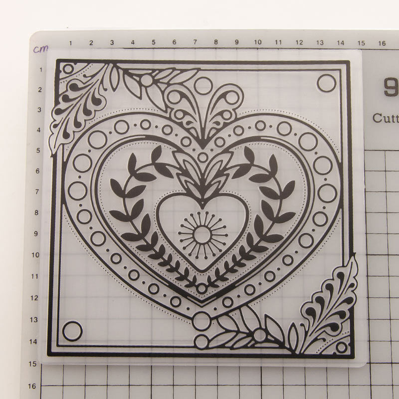 Kokorosa Heart-shaped Hollow Branches Plastic Embossing Folder