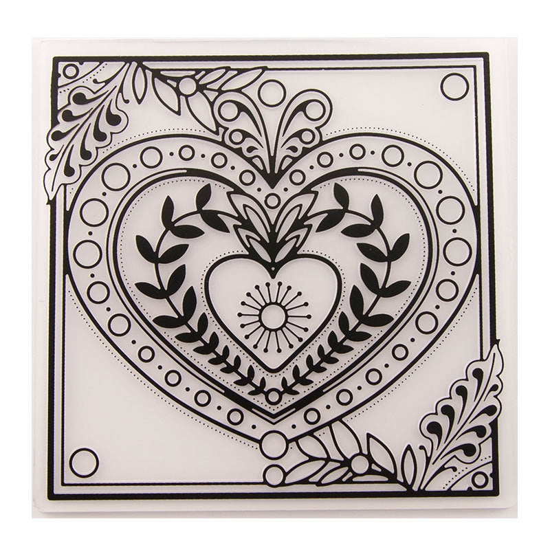 Kokorosa Heart-shaped Hollow Branches Plastic Embossing Folder