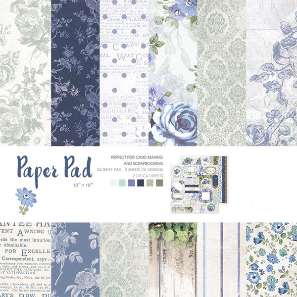 Kokorosa 24PCS  10" Blue Rose DIY Scrapbook & Cardmaking Paper