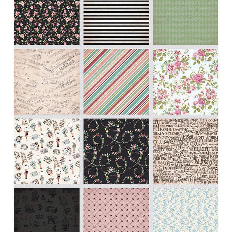 Kokorosa 24PCS  12" Elegant Flowers DIY Scrapbook & Cardstock Paper