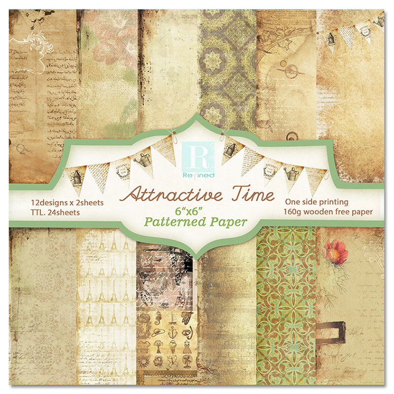 Kokorosa 24PCS  6" Attractive Time DIY Scrapbook & Cardmaking Paper