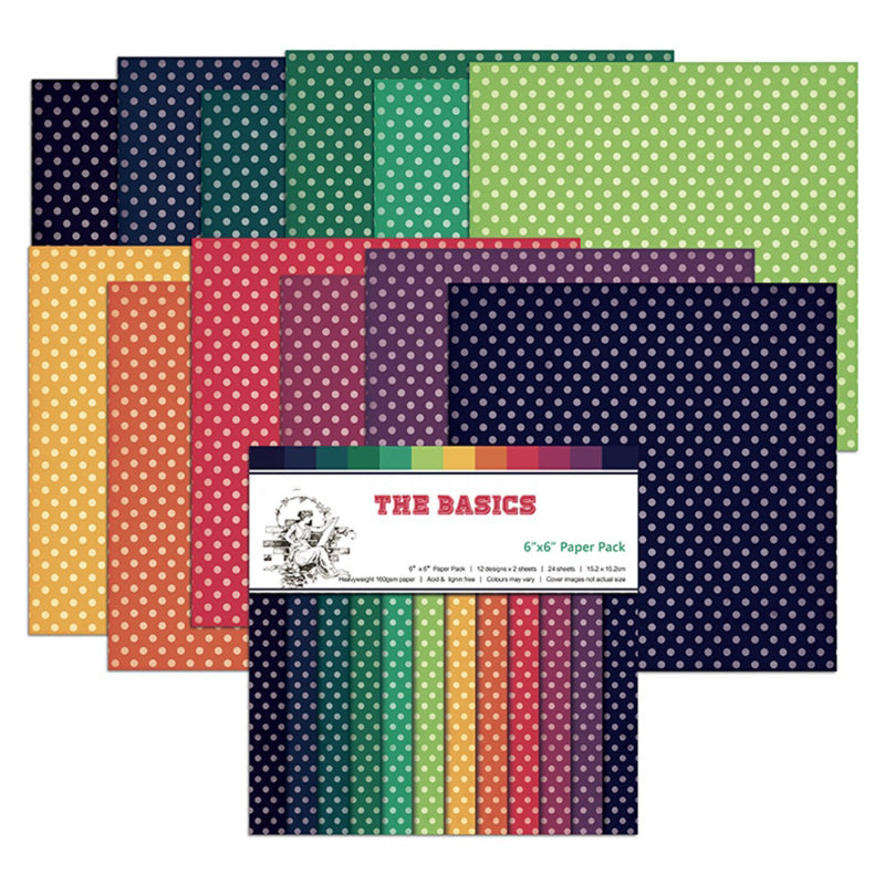 Kokorosa 24PCS  6" Dotted Pattern DIY Scrapbook & Cardstock Paper