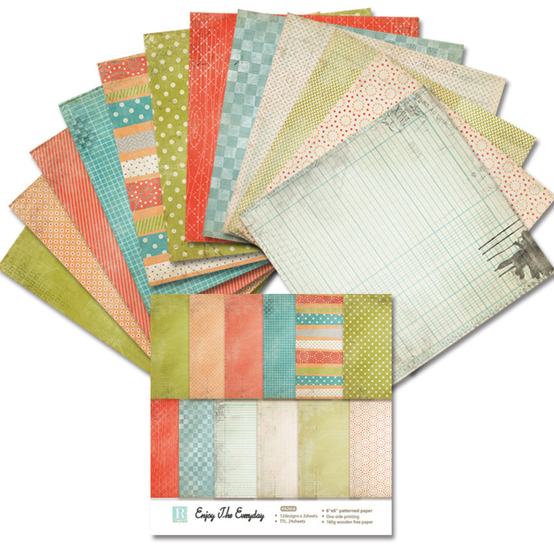 Kokorosa 24PCS  6" Enjoy Everyday DIY Scrapbook & Cardmaking Paper