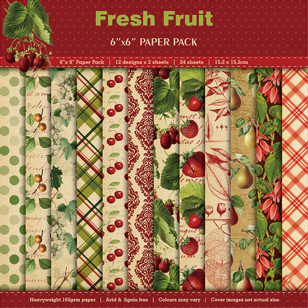 Kokorosa 24PCS  6" Fresh Fruit DIY Scrapbook & Cardmaking Paper