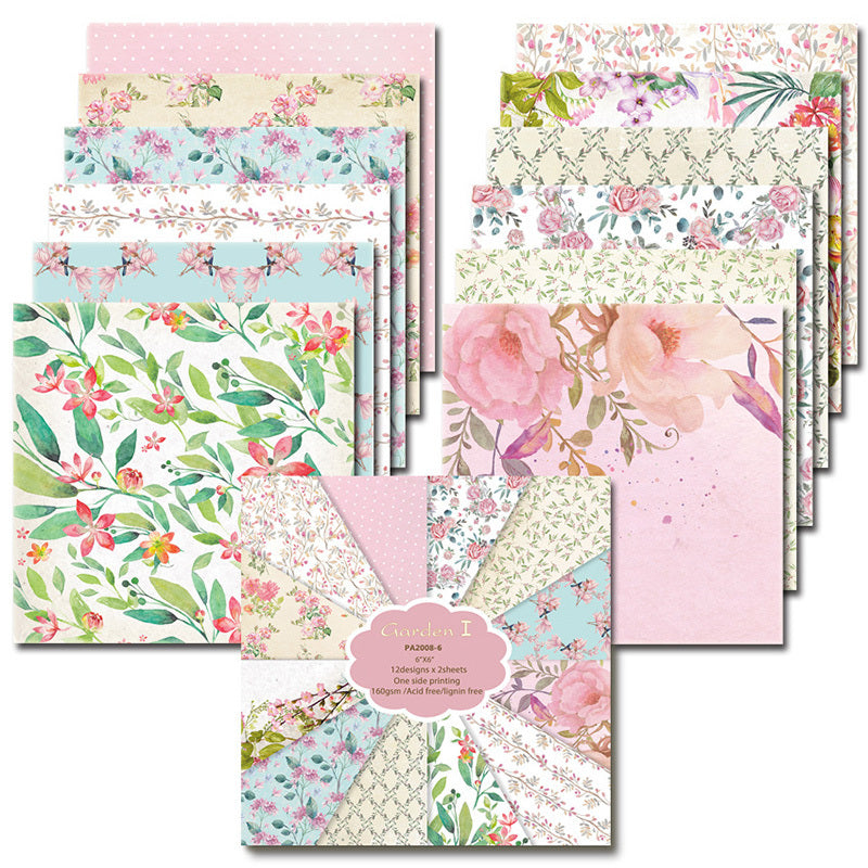 Kokorosa 24PCS  6" Garden Pattern  DIY Scrapbook & Cardmaking Paper