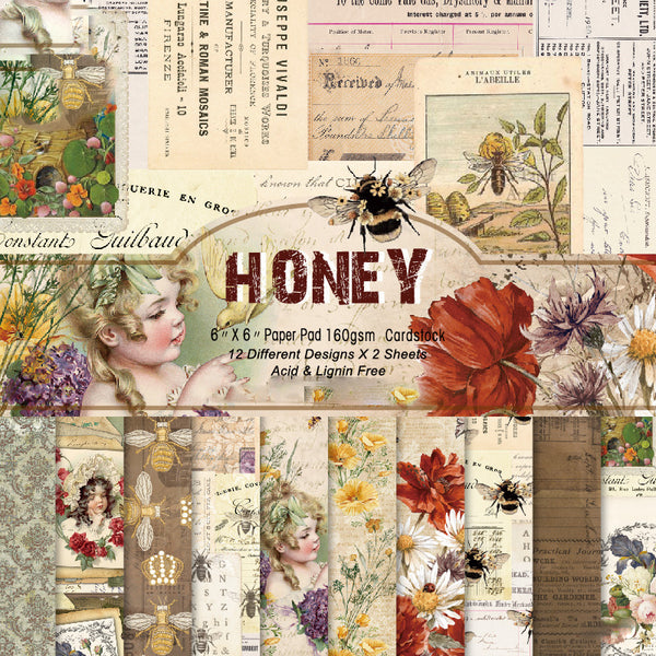 Kokorosa 24PCS  6" Honey DIY Scrapbook & Cardstock Paper
