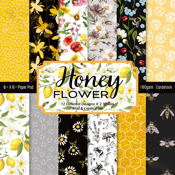 Kokorosa 24PCS  6" Honey Flower DIY Scrapbook & Cardstock Paper