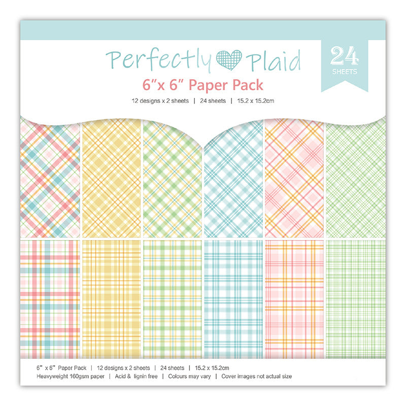 Kokorosa 24PCS  6" Perfectly Plaid DIY Scrapbook & Cardmaking Paper