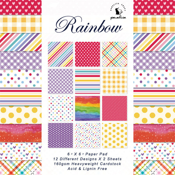 Kokorosa 24PCS  6" Rainbow DIY Scrapbook & Cardmaking Paper