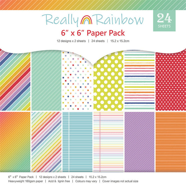 Kokorosa 24PCS  6" Really Rainbow DIY Scrapbook & Cardmaking Paper