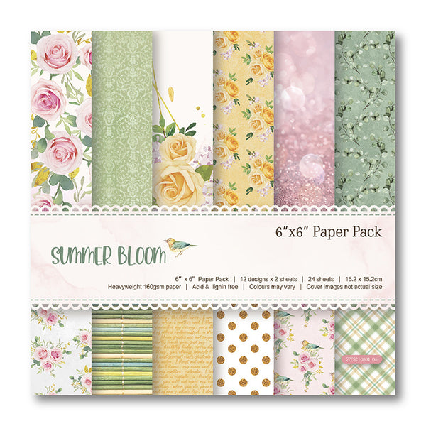 Kokorosa 24PCS  6" Rose Pattern  DIY Scrapbook & Card Making Paper