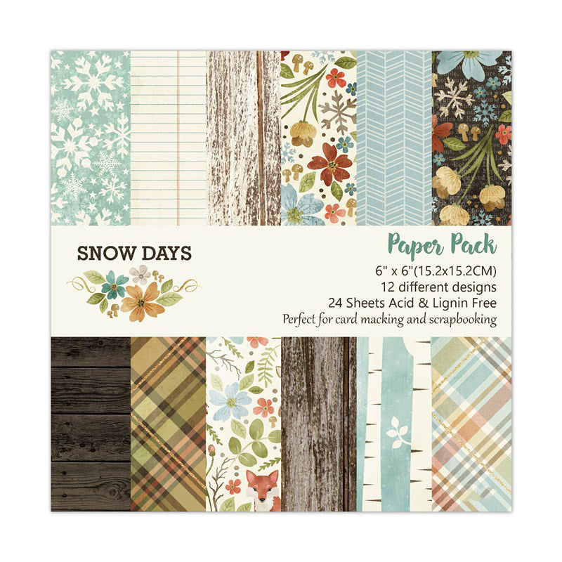 Kokorosa 24PCS  6" Snow Days  DIY Scrapbook & Cardmaking Paper